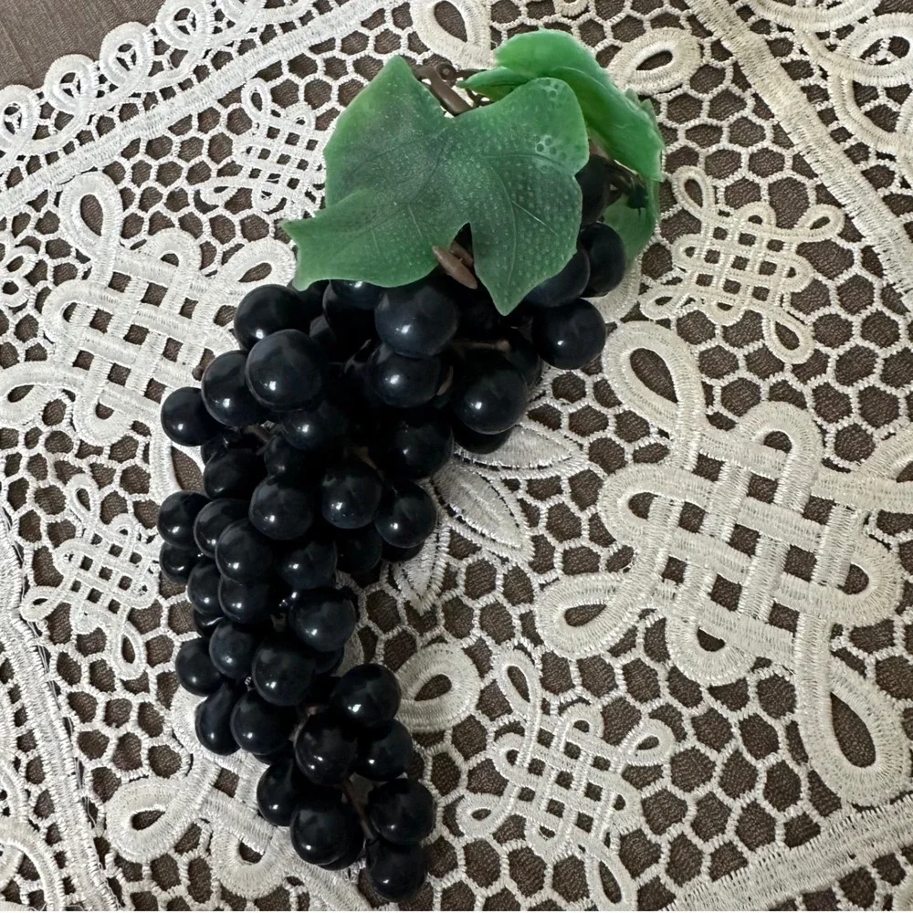 Vintage MCM Rubber Grape Lot of 4 Faux Fruit Lucite Style Retro Whimsigoth Decor